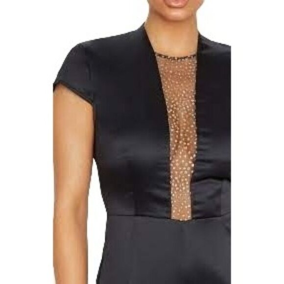 PrettyLittleThing Black Satin Romper - Picture 4 of 10